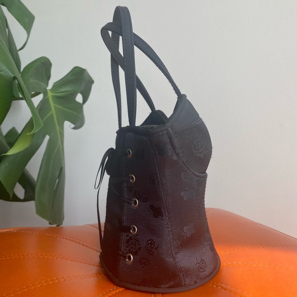 Black Print Bustier Corset Purse - Picture 3 of 8
